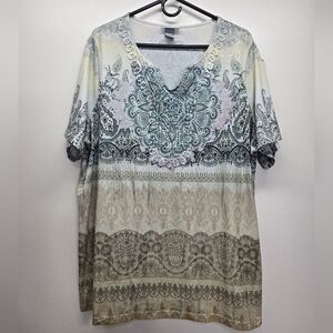 CATHERINES Plus Size 1X Top Short Sleeve Bead Embellished